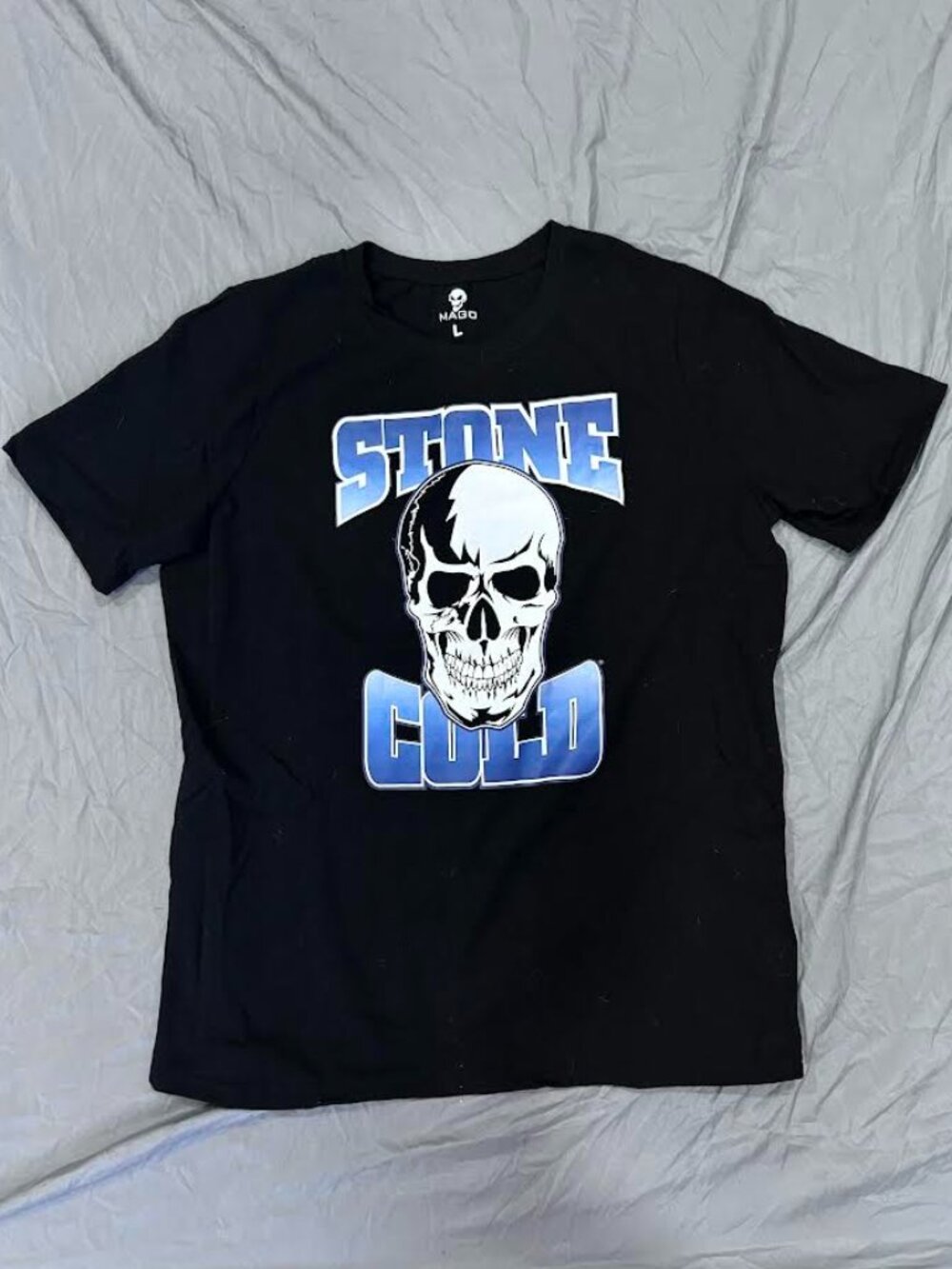WWE Stone Cold Steve Austin Blue Smoke Skull Graphic Tee.